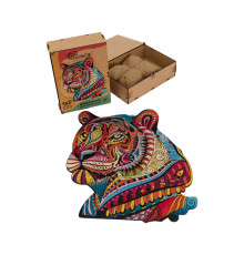Фигурный деревянный пазл A3 "Загадочный тигр" PuzA3-03110, 129 деталей
