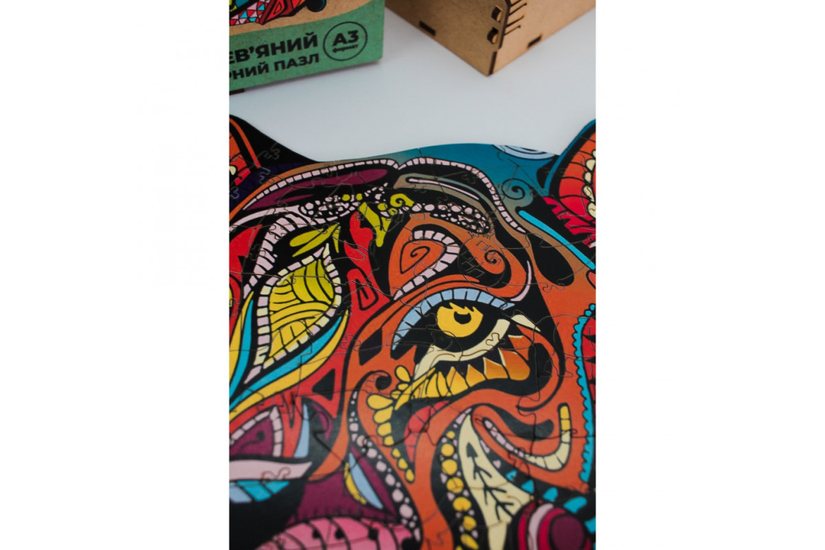 Фігурний дерев'яний пазл A3 "Загадковий тигр" PuzA3-03110, 129 деталей