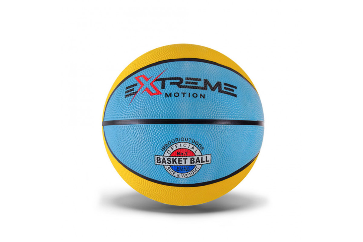 Мяч баскетбольный Extreme Motion BB1485 № 7, 520 грамм Желто-голубой