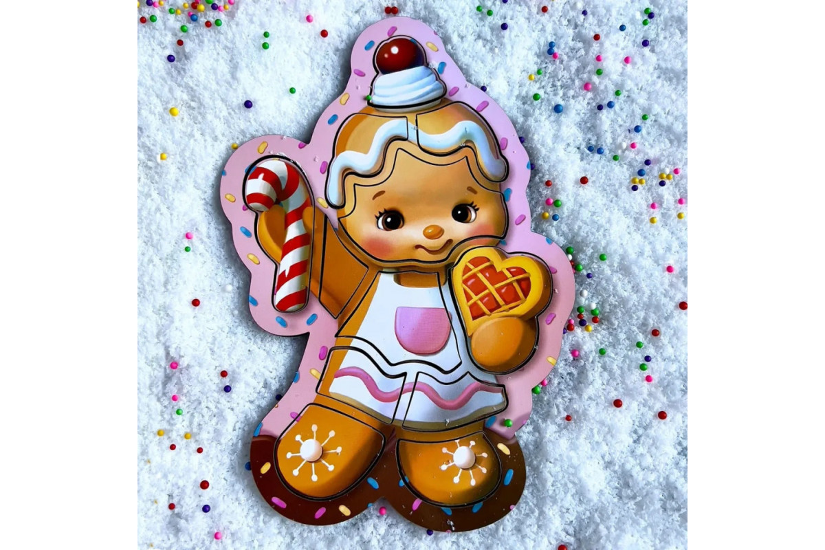 Дерев'яний пазл-вкладиш "Новорічне печиво" (ПСФ149) PSF149