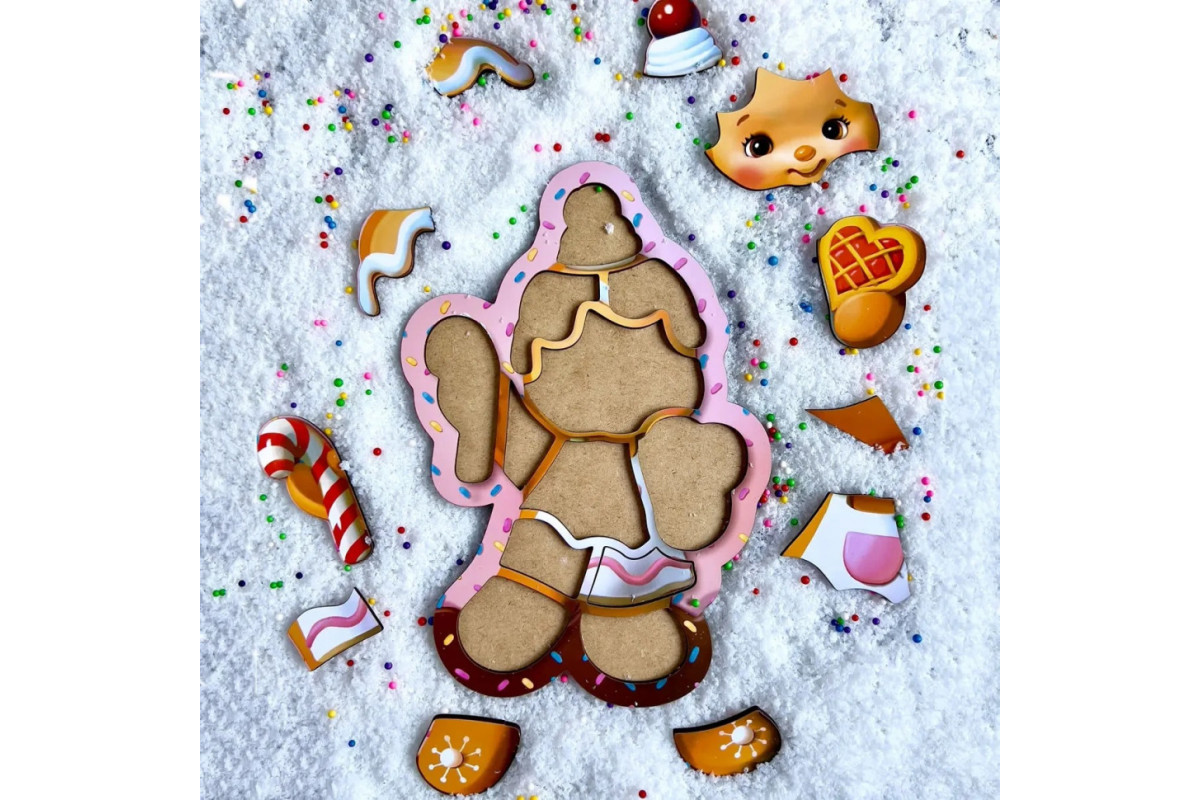 Дерев'яний пазл-вкладиш "Новорічне печиво" (ПСФ149) PSF149