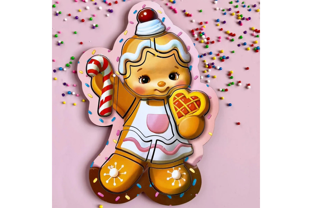 Дерев'яний пазл-вкладиш "Новорічне печиво" (ПСФ149) PSF149