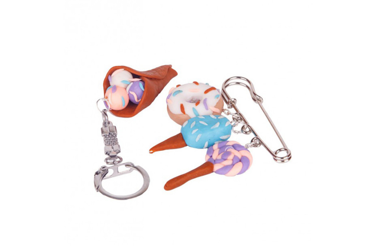 Дитячий набір для ліплення з полімерної глини "Солодощі морозиво" (ПГ-001) PG-001 брелок і брошка