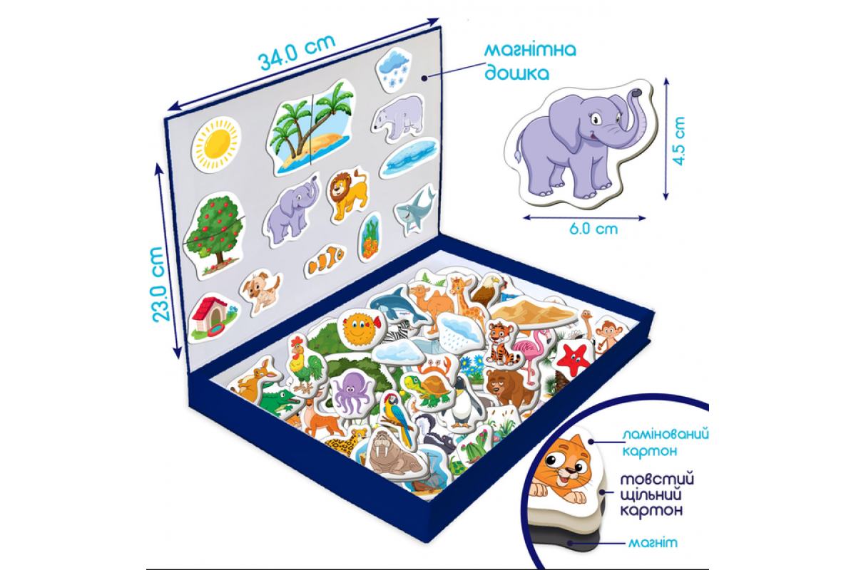 Набор магнитов Мир животных Большая магнитная история ML4032-05 EN 75 магнитов
