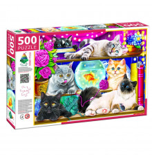 Детский пазл "Котики на полке" 84849, 500 элементов