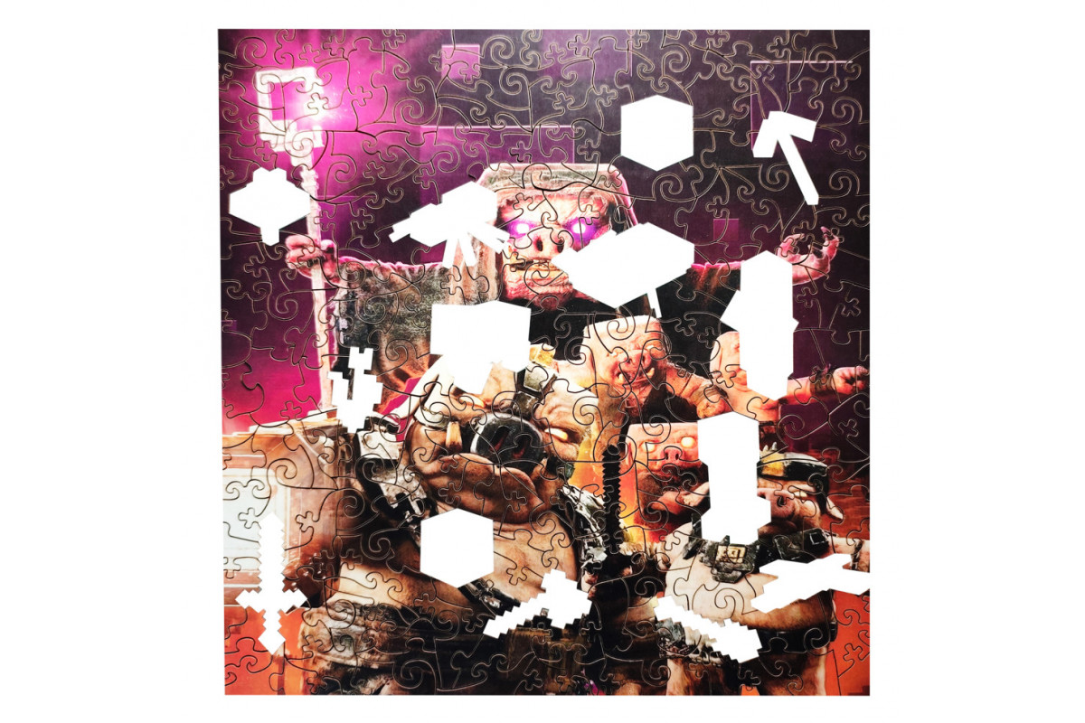 Фигурный пазл из дерева "Майнкрафт" PZ005-A3C-AC 180-250 деталей, размер А3,  картонная коробка