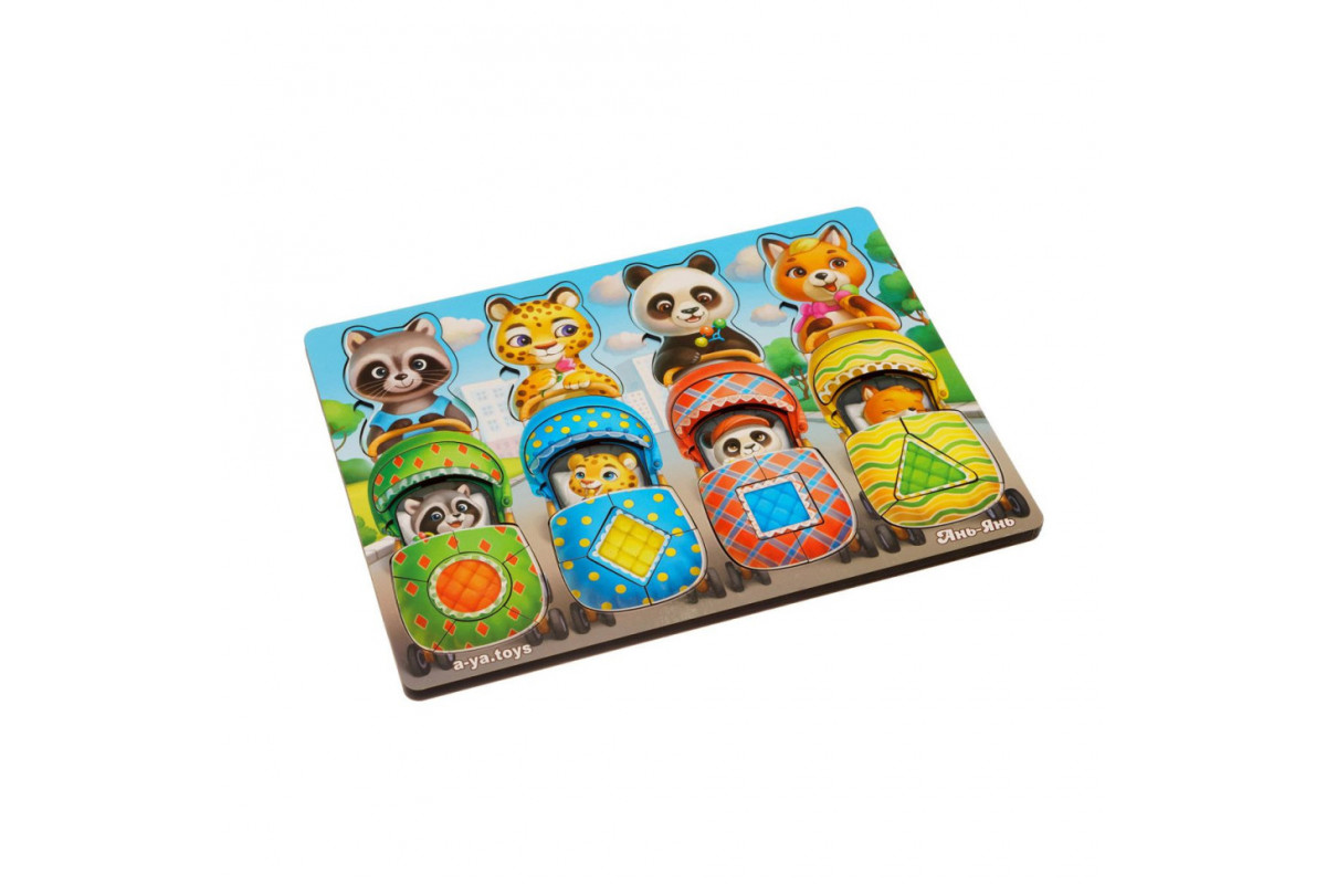 Деревянная настольная игра "Звери в колясках" Ubumblebees (ПСД176) PSD176 сортер-вкладыш