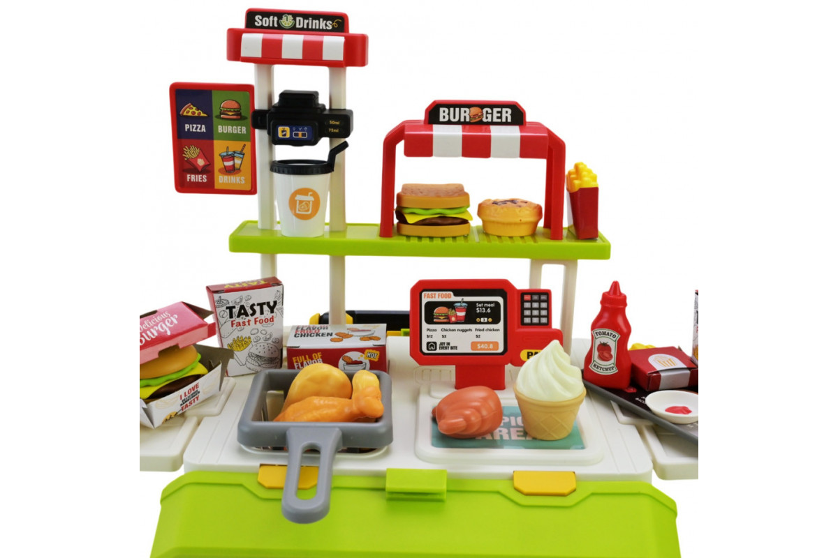 Детская игрушечная кухня "Фаст-фуд" 668-159/160(Green) с аксессуарами