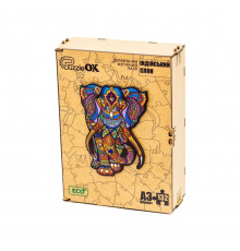 Фигурный деревянный пазл A3 "Индийский слон" PuzA3-03121, 132 детали