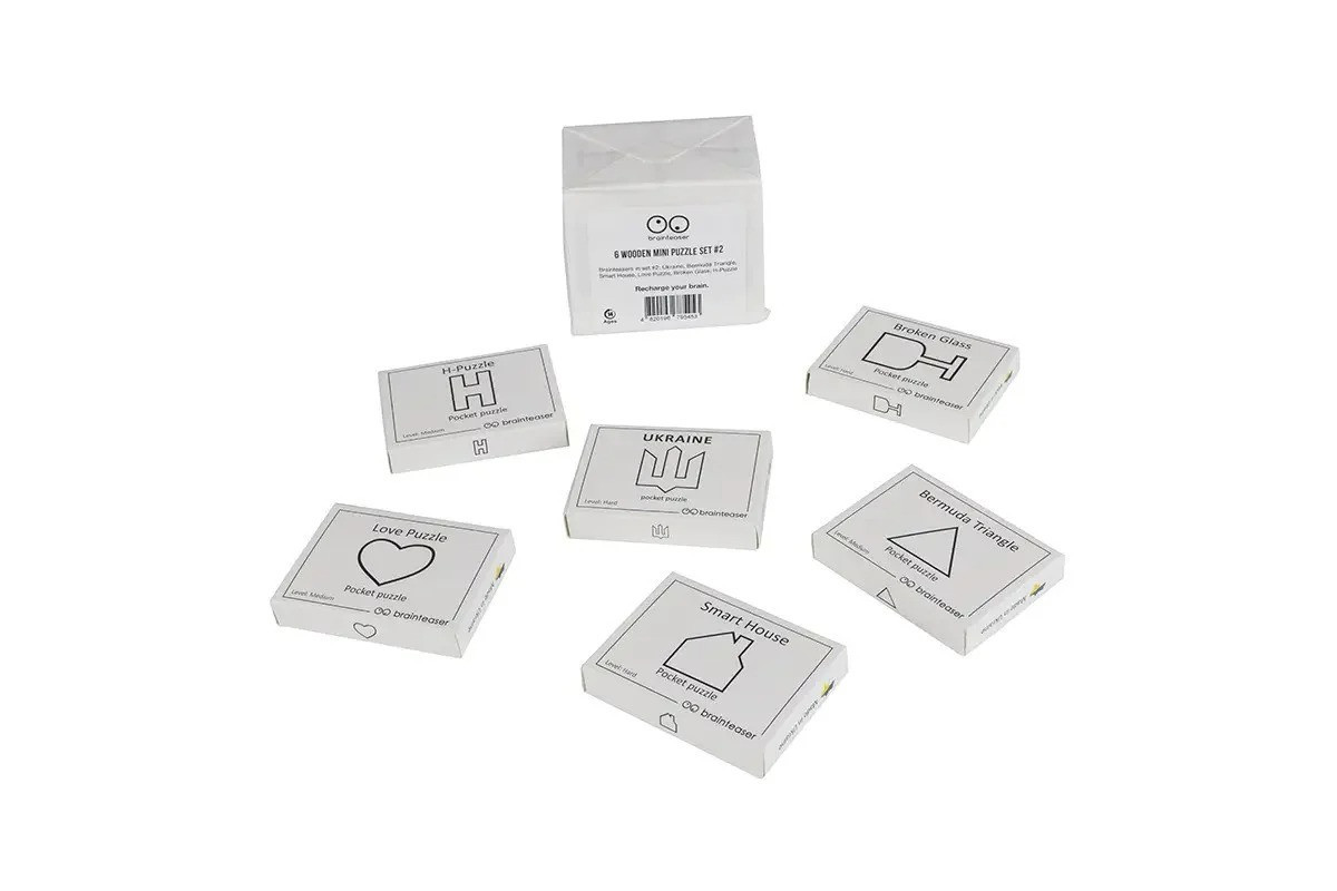 Набір дерев'яних головоломок "Wooden mini puzzle set #2" set2en 6 штук