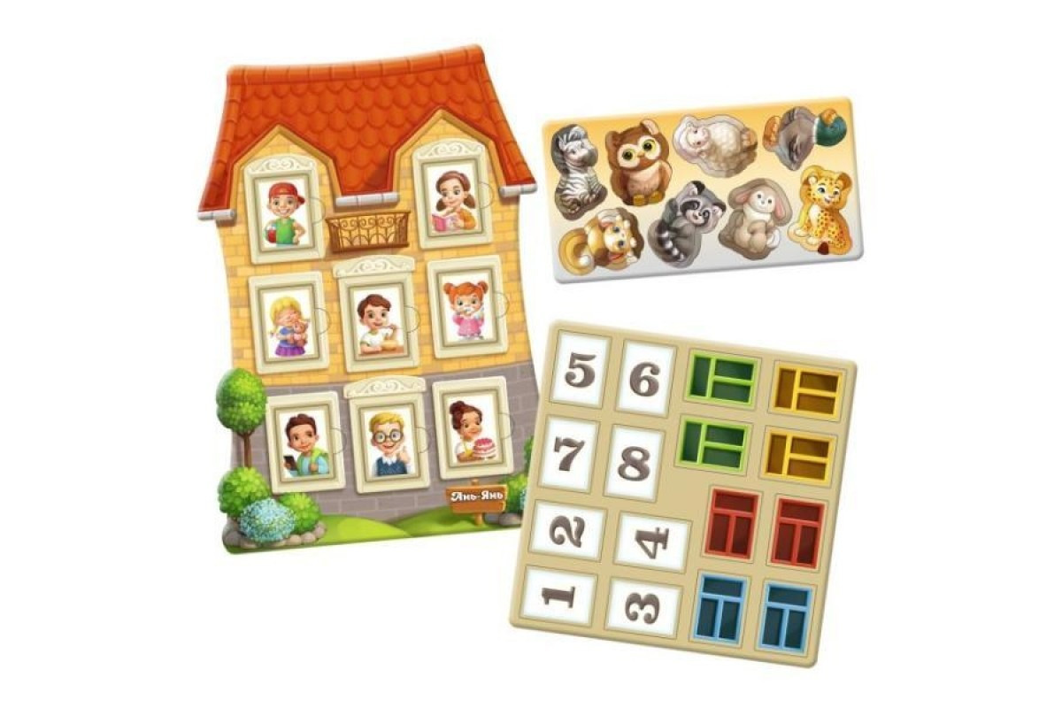 Дерев'яний пазл-вкладиш "Будиночок із завданнями" (ПСФ112) PSF112