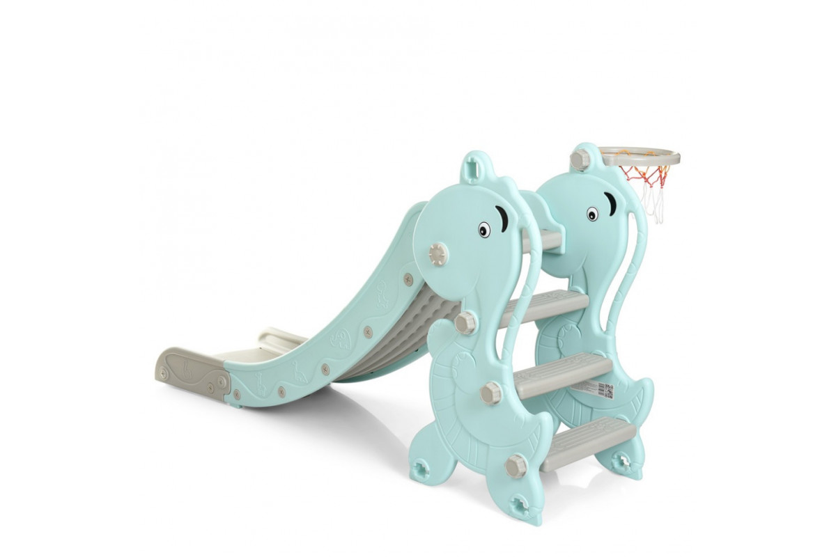 Детская горка YG2020-2-1-4 пластик, с баскетбольным кольцом