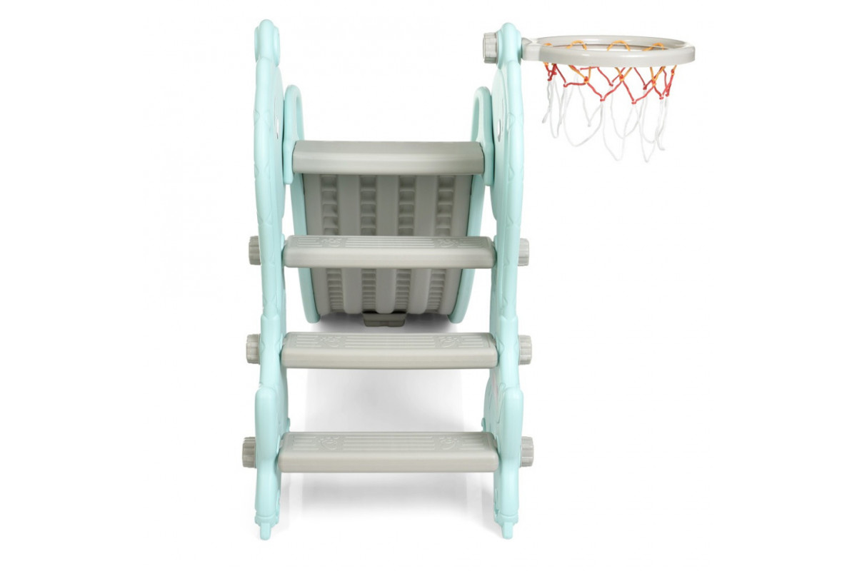 Детская горка YG2020-2-1-4 пластик, с баскетбольным кольцом