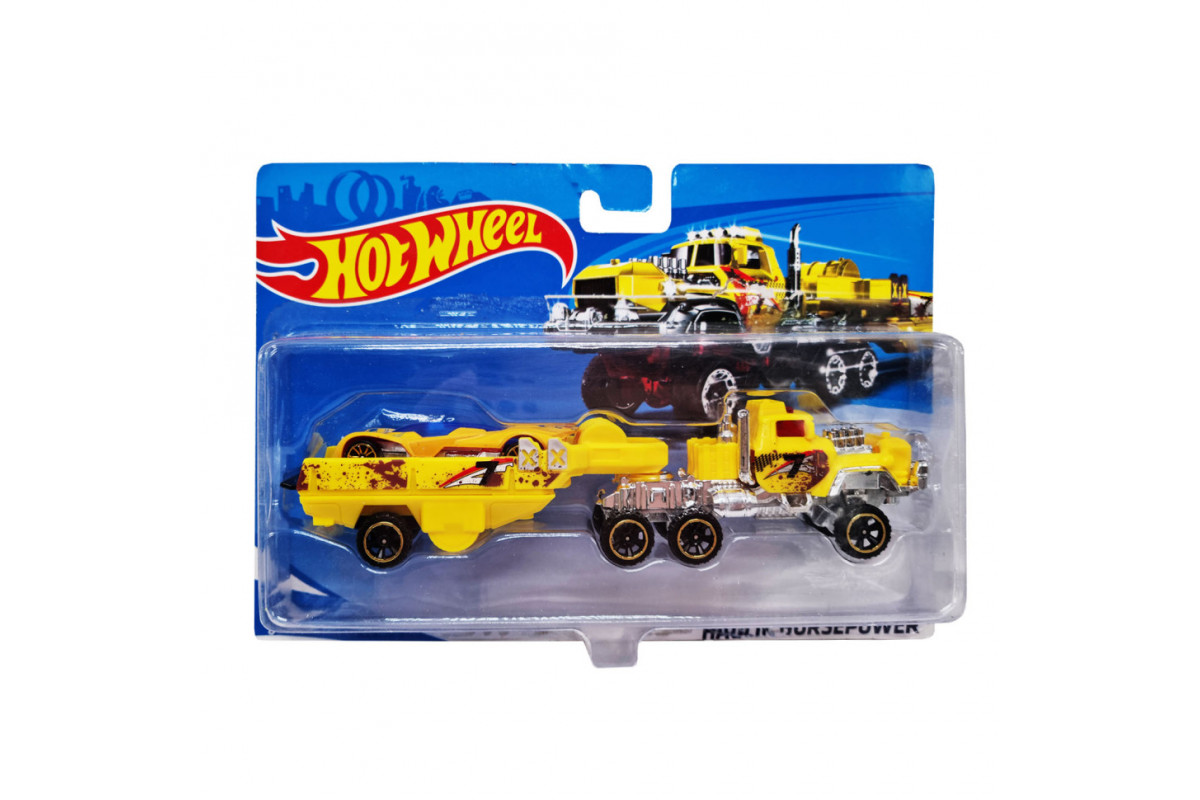 Детский игровой набор машинок T-K937-1(Yellow) с трейлером