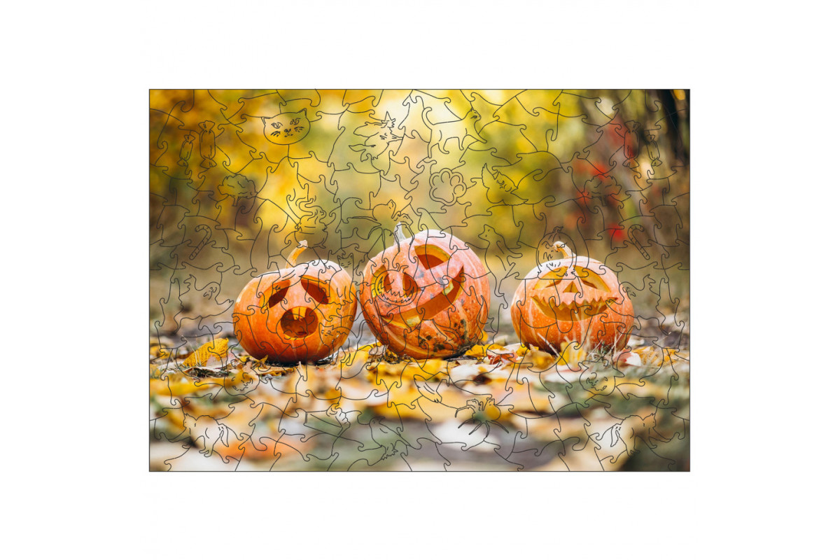 Фігурний пазл з дерева "Хелловін" PZ006-A3C-AC 180-250 деталей, розмір А3, картонна коробка