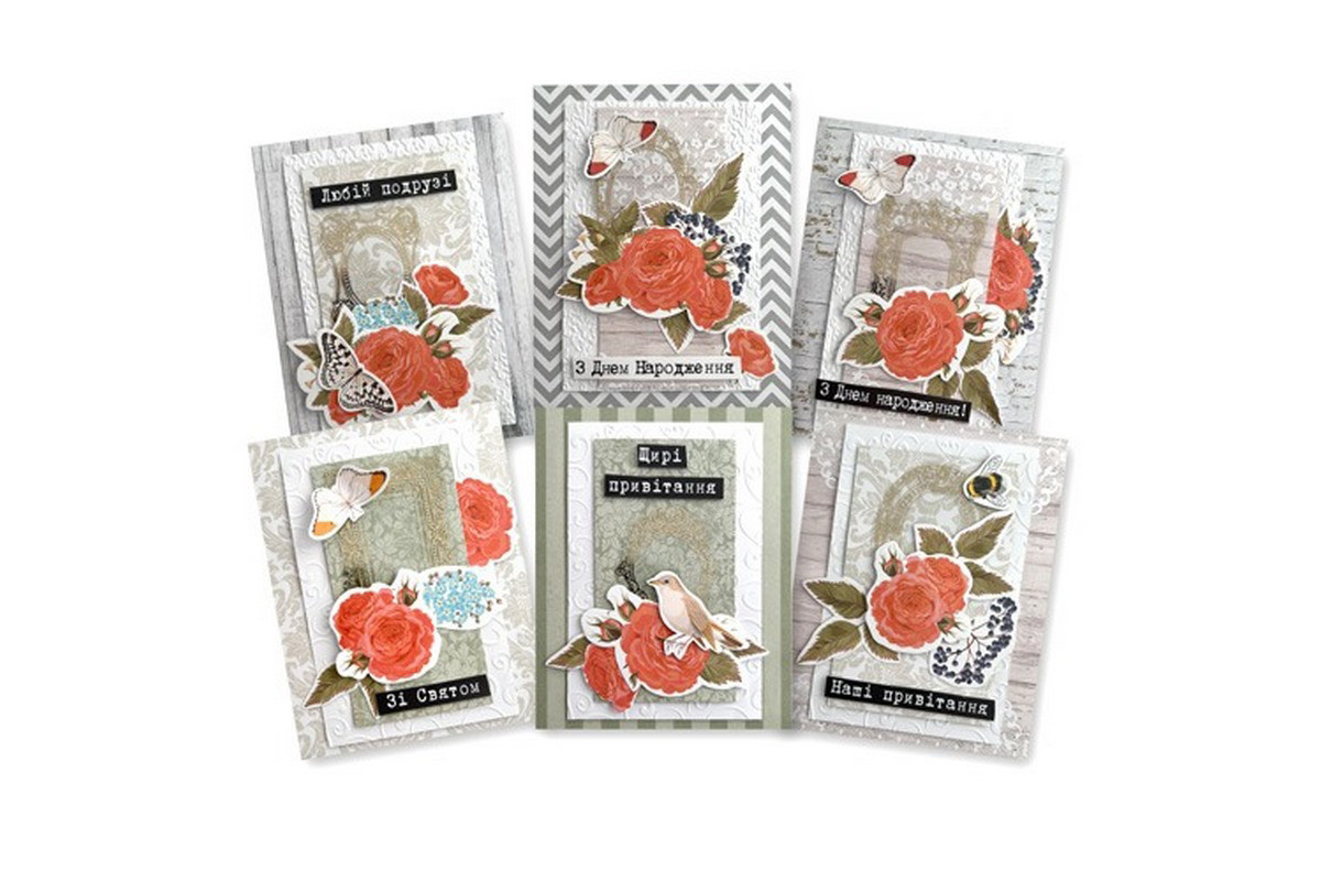 Набір для створення вітальних листівок "Трояндові мрії" FDGCK-042, 6 шт