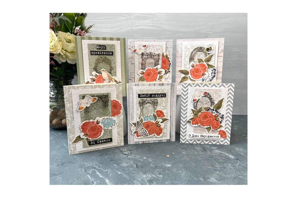 Набір для створення вітальних листівок "Трояндові мрії" FDGCK-042, 6 шт