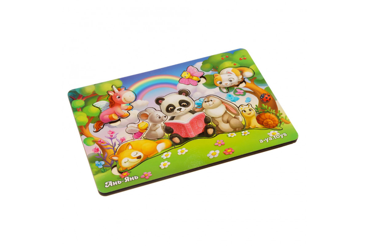 Дерев'яний пазл-вкладиш "Звірі на лісовій галявині" Ubumblebees (ПСД177) PSD177, 9 деталей