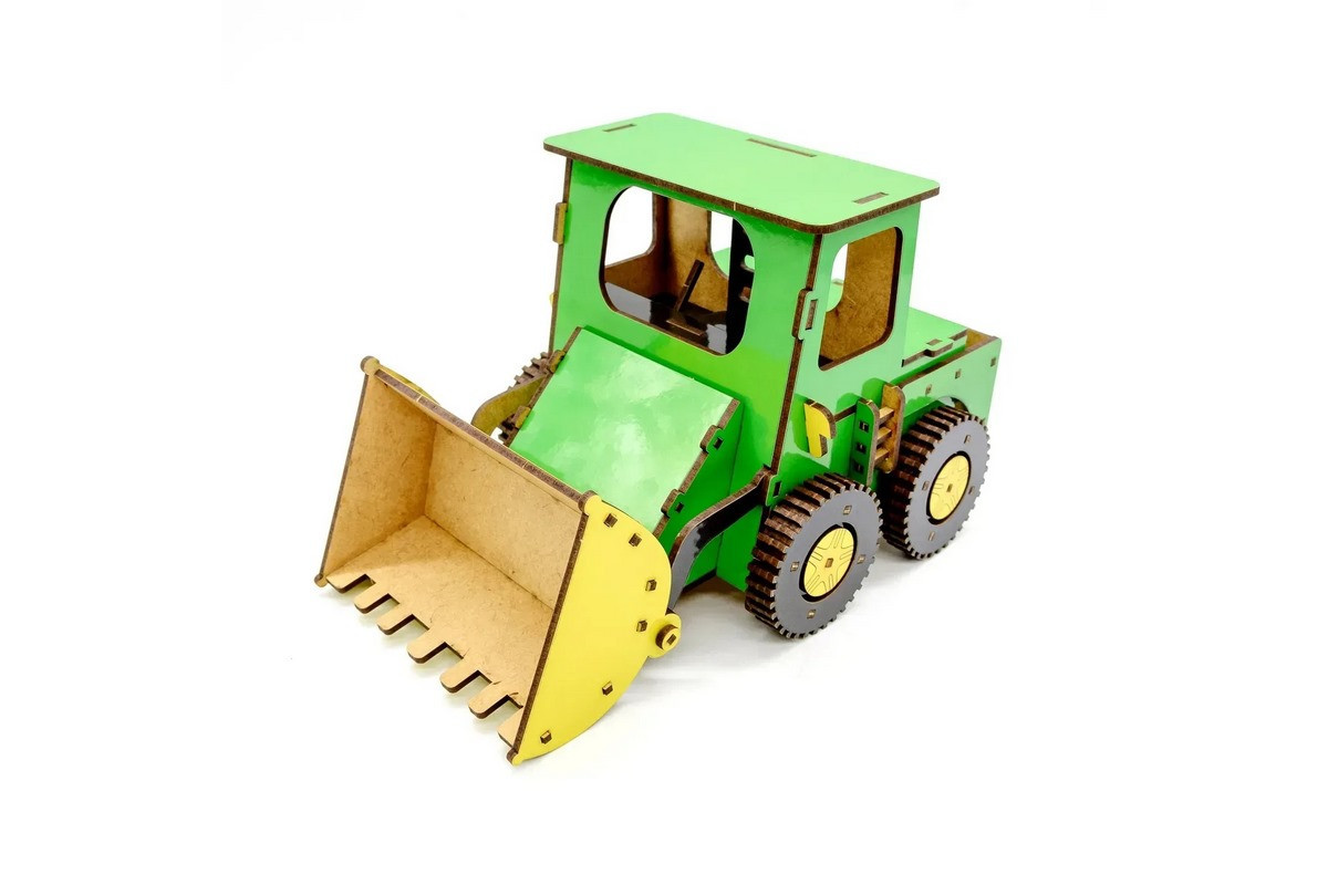 Дитячий дерев'яний 3D конструктор "Бульдозер" Puz-26918, 91 деталь