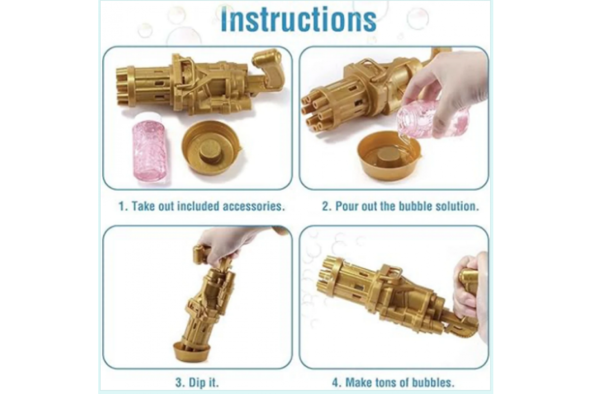 Генератор мильних бульбашок Bubble Gun Blaster "Кулемет" Bambi BB-04893