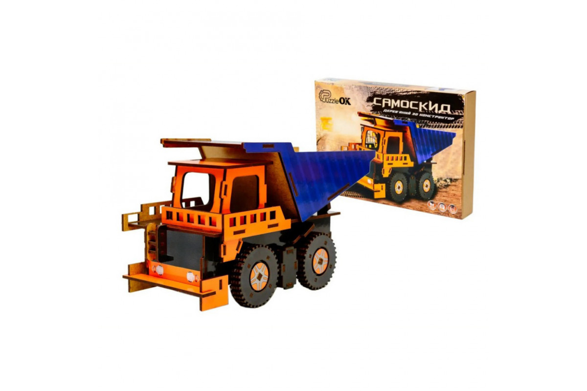 Дерев'яний 3D конструктор Самоскид Puz-00920, 96 деталей