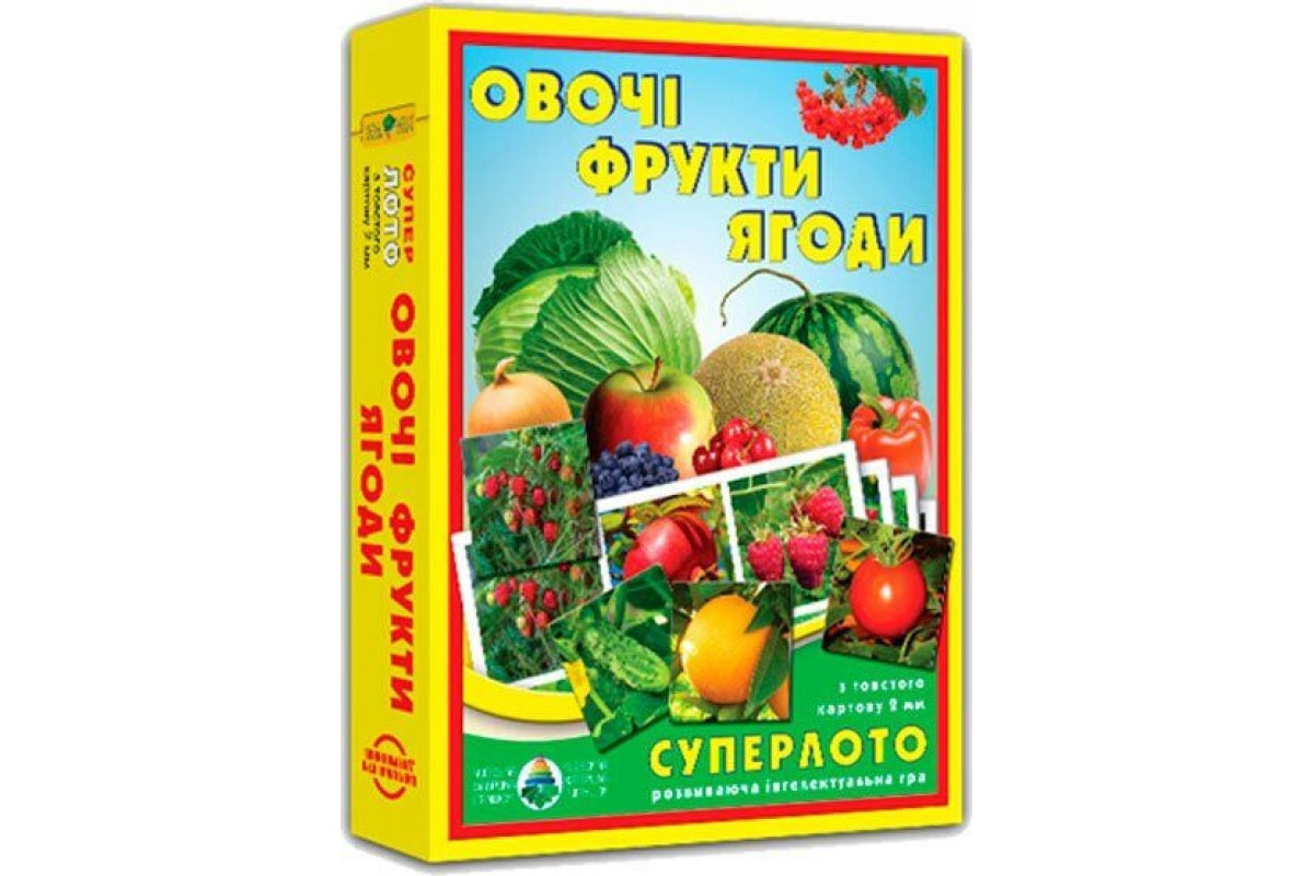 Настольная игра супер ЛОТО "Овощи, фрукты, ягоды" 81992, 36 карточек