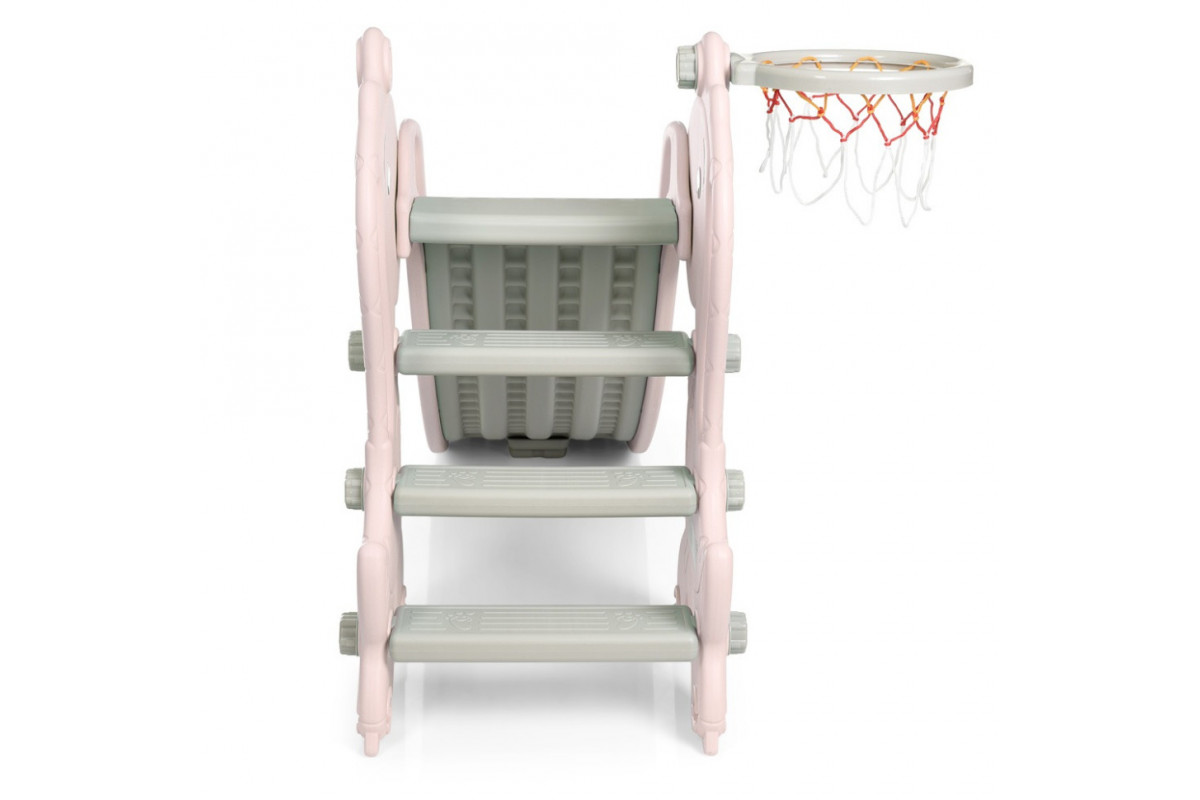 Детская горка YG2020-2-1-8 пластик, с баскетбольным кольцом