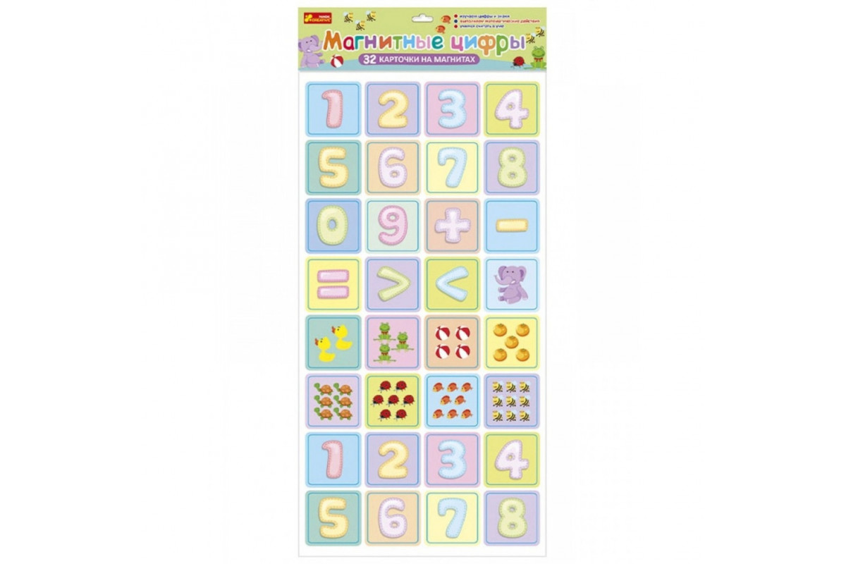 Магнитные карточки "Магнитные цифры" Ranok Creative 13133001P 32 шт, рус.
