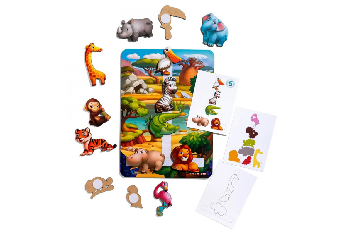 Деревянная настольная игра "Повтори по схеме - Африка" Ubumblebees (ПСД178) PSD178 на липучках