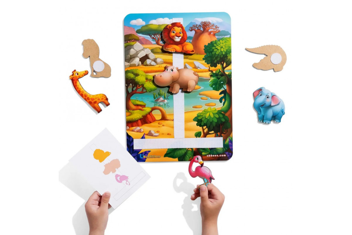 Деревянная настольная игра "Повтори по схеме - Африка" Ubumblebees (ПСД178) PSD178 на липучках