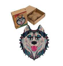 Фигурный деревянный пазл A3 "Снежный хаски" PuzA3-03112, 123 детали