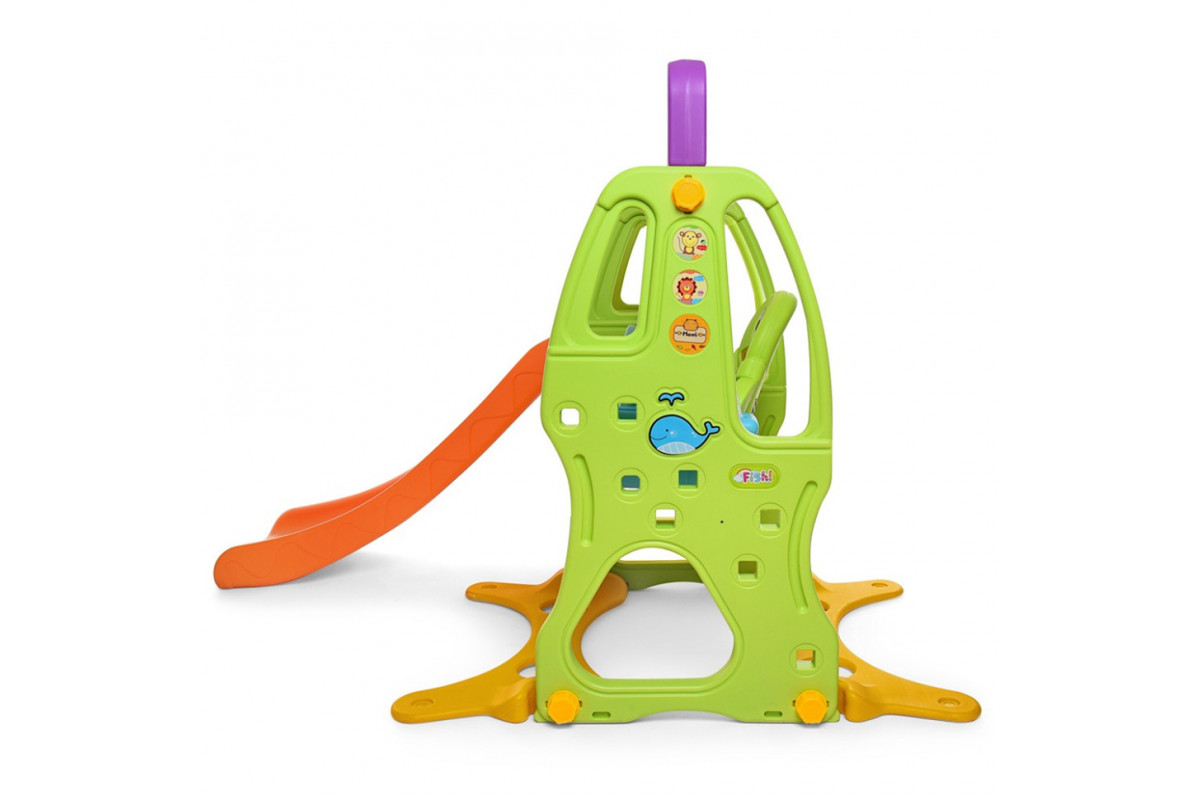 Детская горка-качель HF-H002 пластик, с баскетбольным кольцом