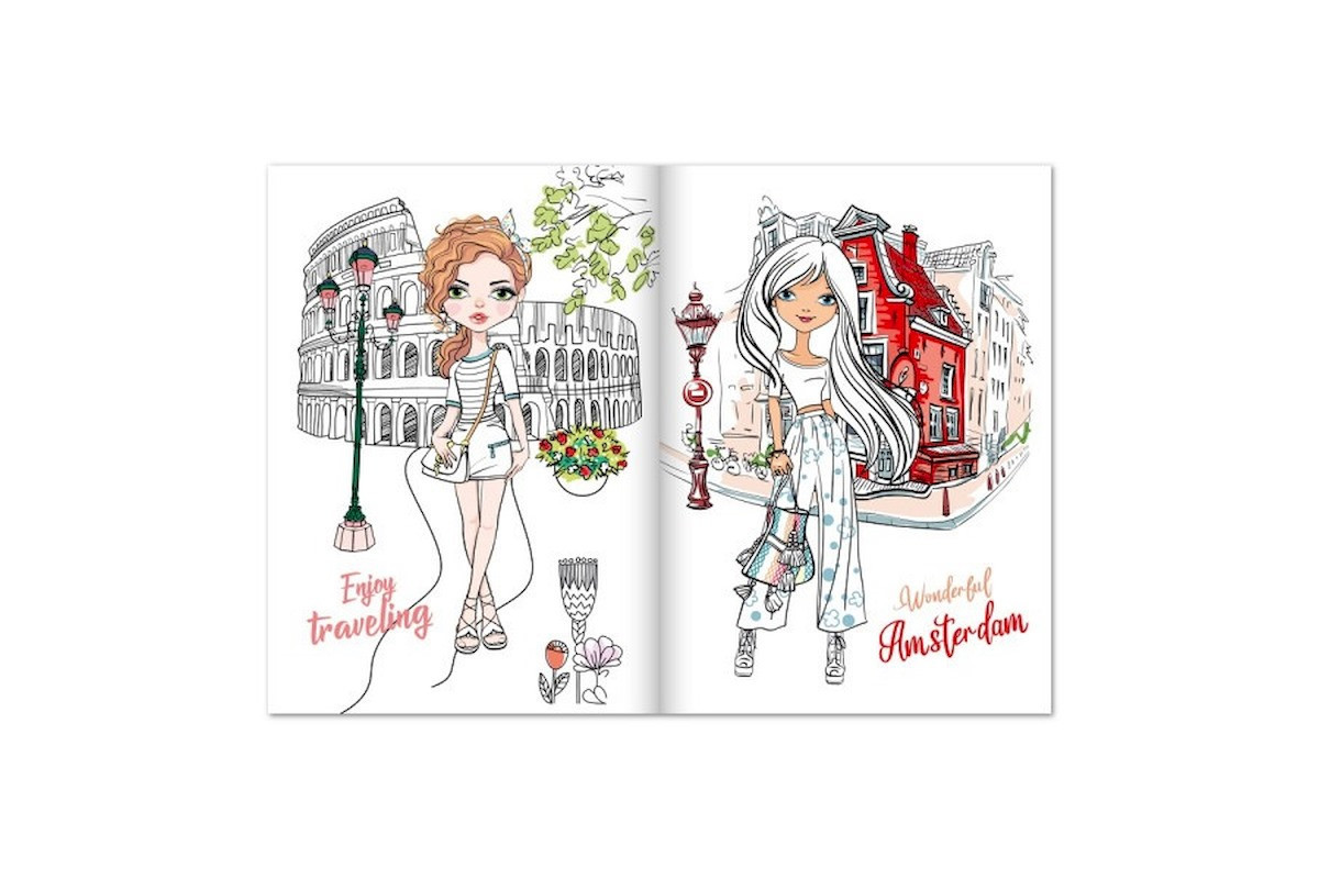 Детская раскраска "Girls Travel" РМ-88-01 серия "Dream & Style"