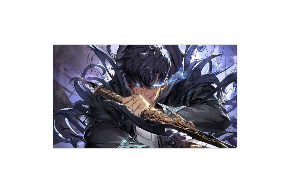 Фигурный пазл из дерева "Solo leveling" PZ008-A3C-AC 180-250 деталей, размер А3,  картонная коробка