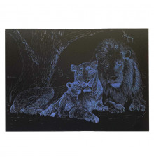 Гравюра А4 "Лев" ГрА4-3с эконом вариант в пакете 29,7х21 см