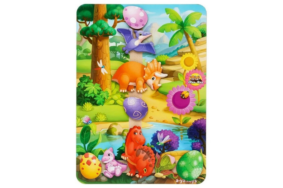 Деревянная настольная игра "Долина динозавров" Ubumblebees (ПСФ038) PSF038 на липучках