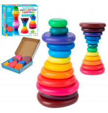Деревянная игрушка Балансир MD 1935 кольца-камни, 12 штук