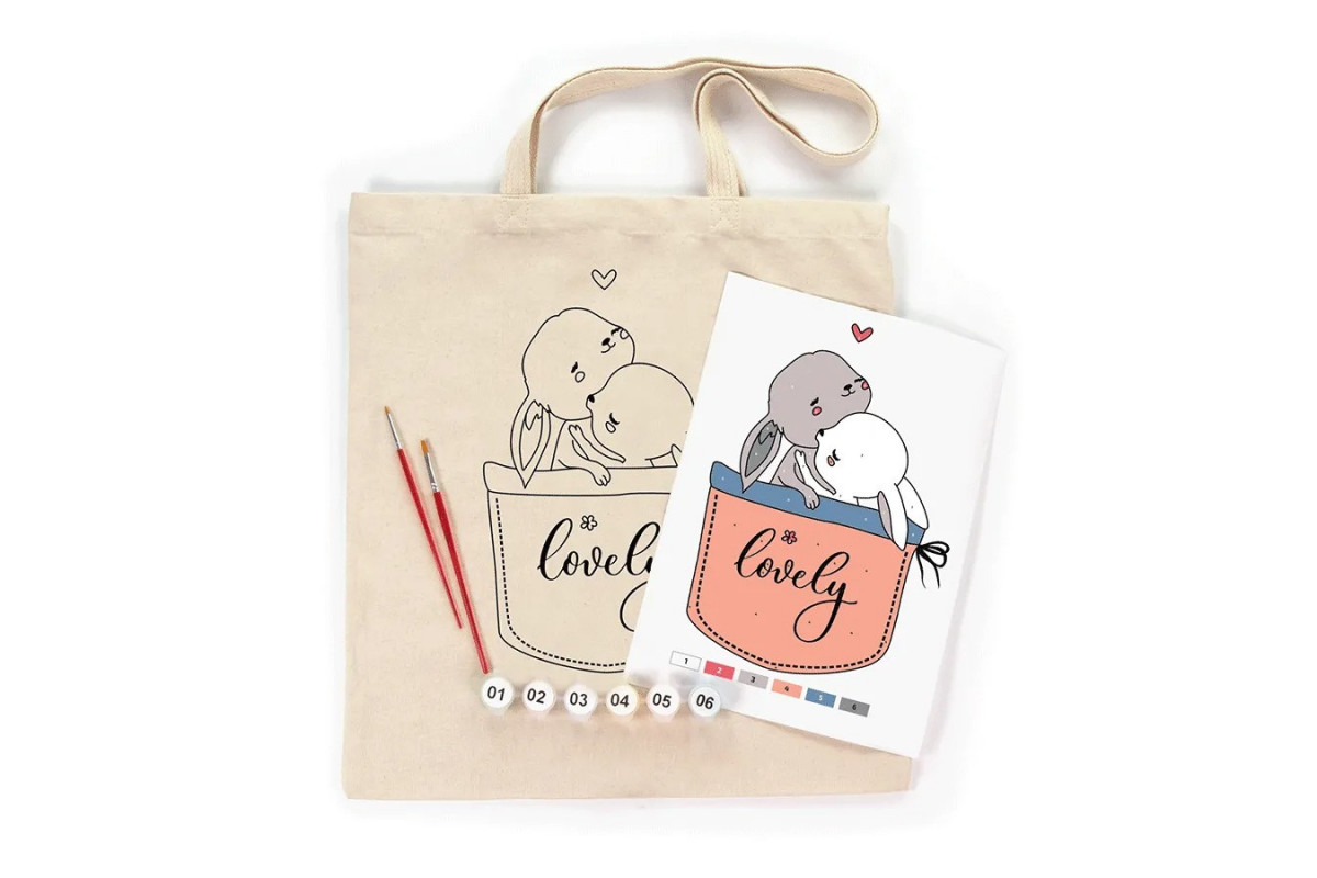 Набір для розфарбовування еко-сумки "Милі зайченята" N0003623