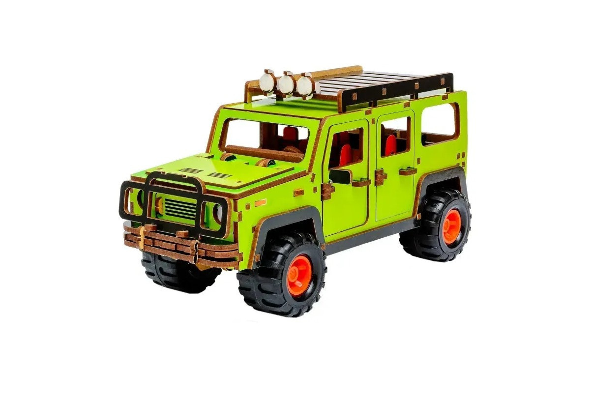 Деревянный 3D конструктор "Внедорожник" Puz-00951, 123 детали