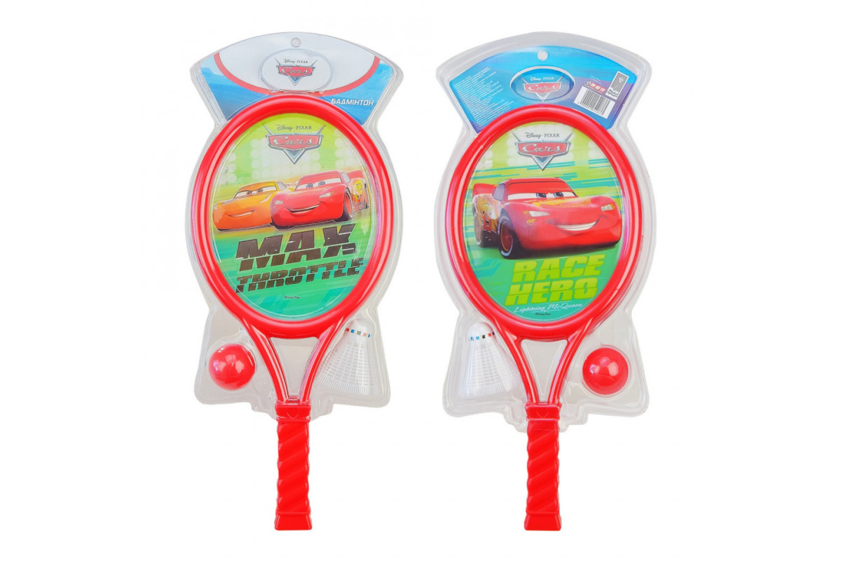 Детский игровой бадминтон "Тачки" Bambi LR1004 воланчик, мячик и 2 ракетки