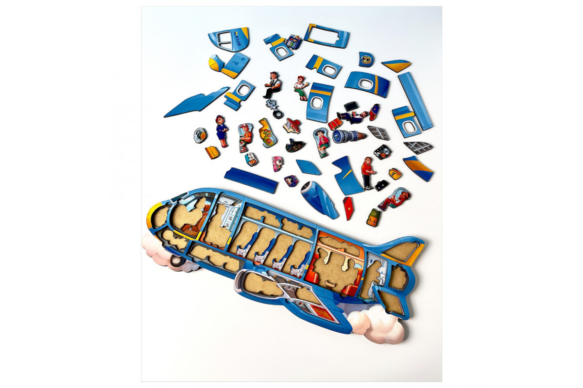 Деревянный Пазл-вкладыш "Самолет" Ubumblebees PSF161