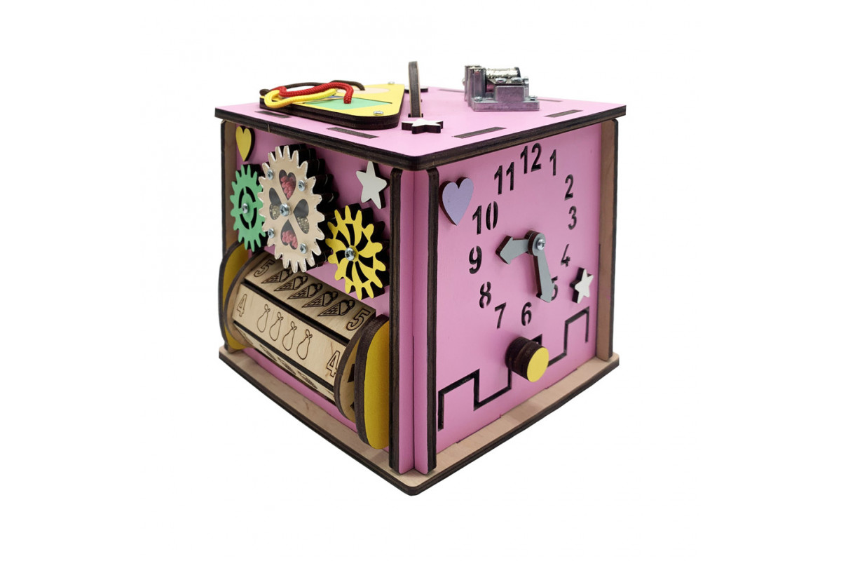 Розвиваюча іграшка Бізикуб Temple Group TG270876 15х15х15 см Рожевий