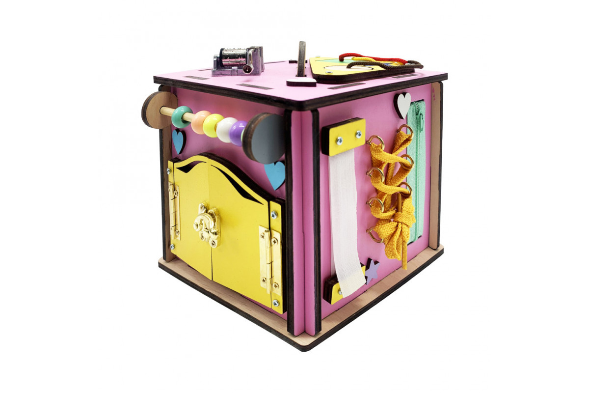 Розвиваюча іграшка Бізикуб Temple Group TG270876 15х15х15 см Рожевий