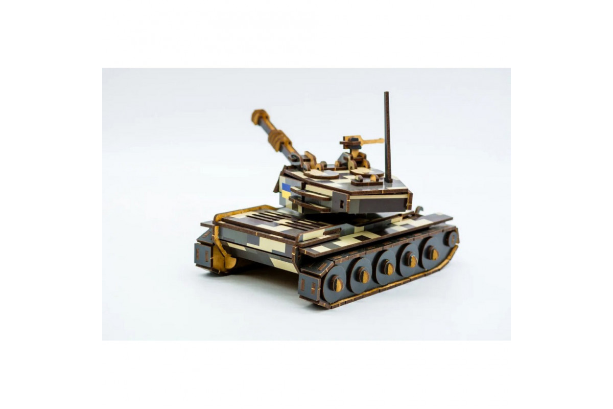 Деревянный 3D конструктор Танк 162-0074, 162 детали