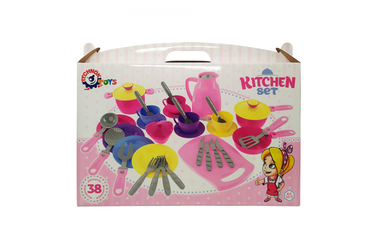 Детский Кухонный набор посуды №4 ТехноК 3275TXK, 38 предметов