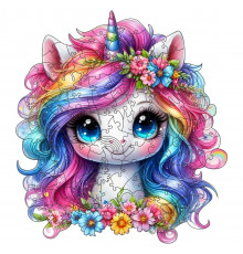 Фигурный пазл из дерева "Единорог" PZ009-A3C-AC размер А3, картонная коробка