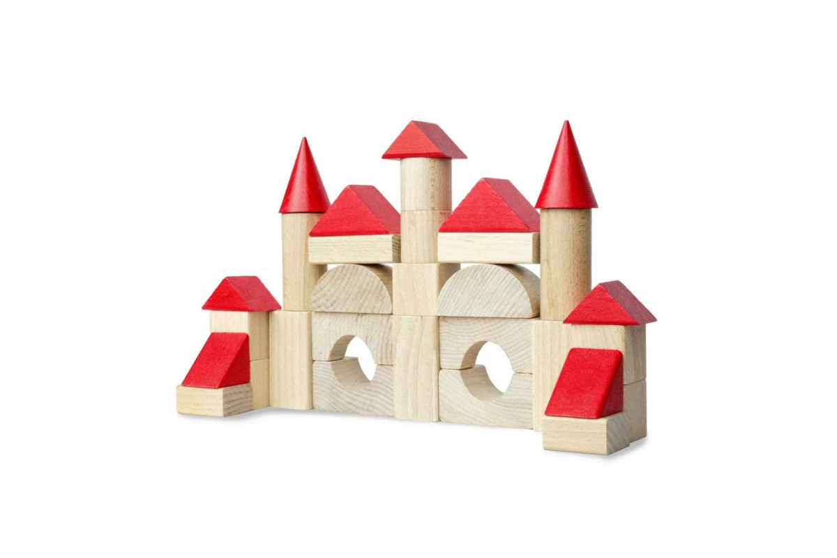 Деревянный конструктор "Красные колья" 900743, 31 деталь