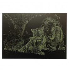 Гравюра А4 "Лев" ГрА4-3з эконом вариант в пакете 29,7х21 см