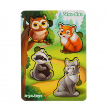 Деревянный пазл "Лесные животные-2" Ubumblebees (ПСФ058) PSF058 фон с подсказкой