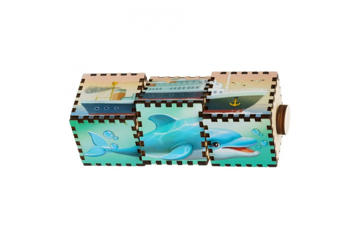 Дерев'яні кубики "Водний світ" Ubumblebees (ПСД179) PSD179 обертаються